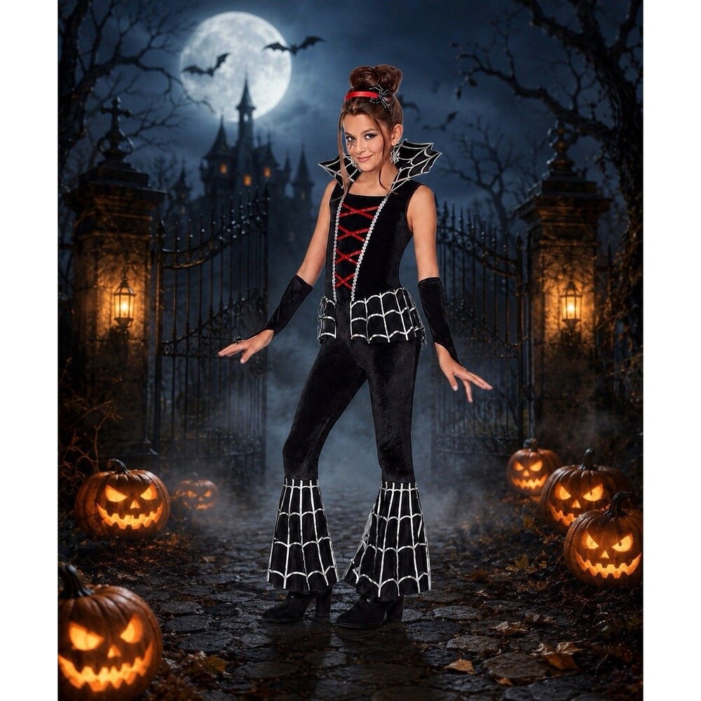 Spirit Halloween Wicked Black Widow Web Costume Spider Queen Child Small 4 to 6